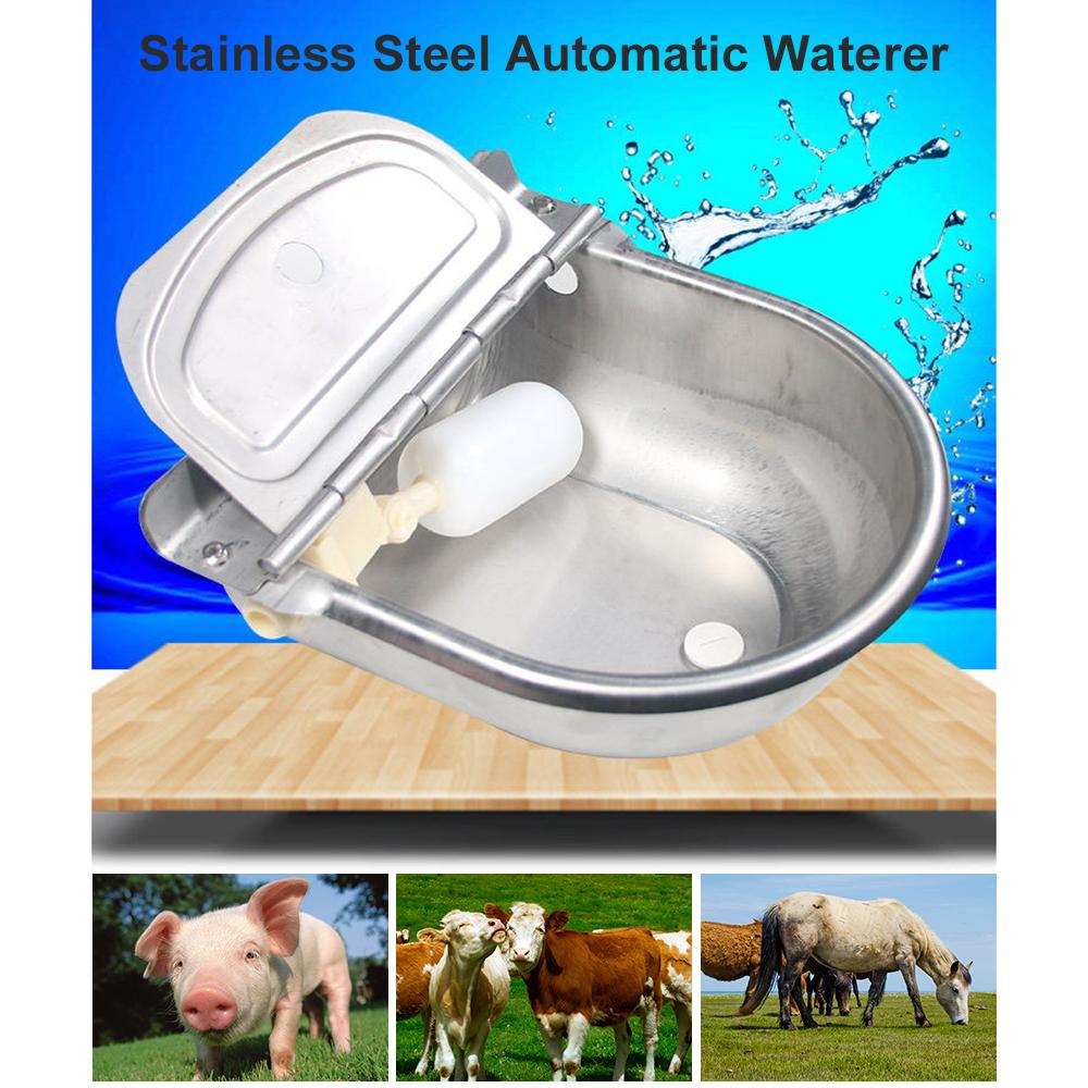Stainless Steel Automatic Waterer Pet Livestock Tool Animals Water Bowl with Floating Ball for