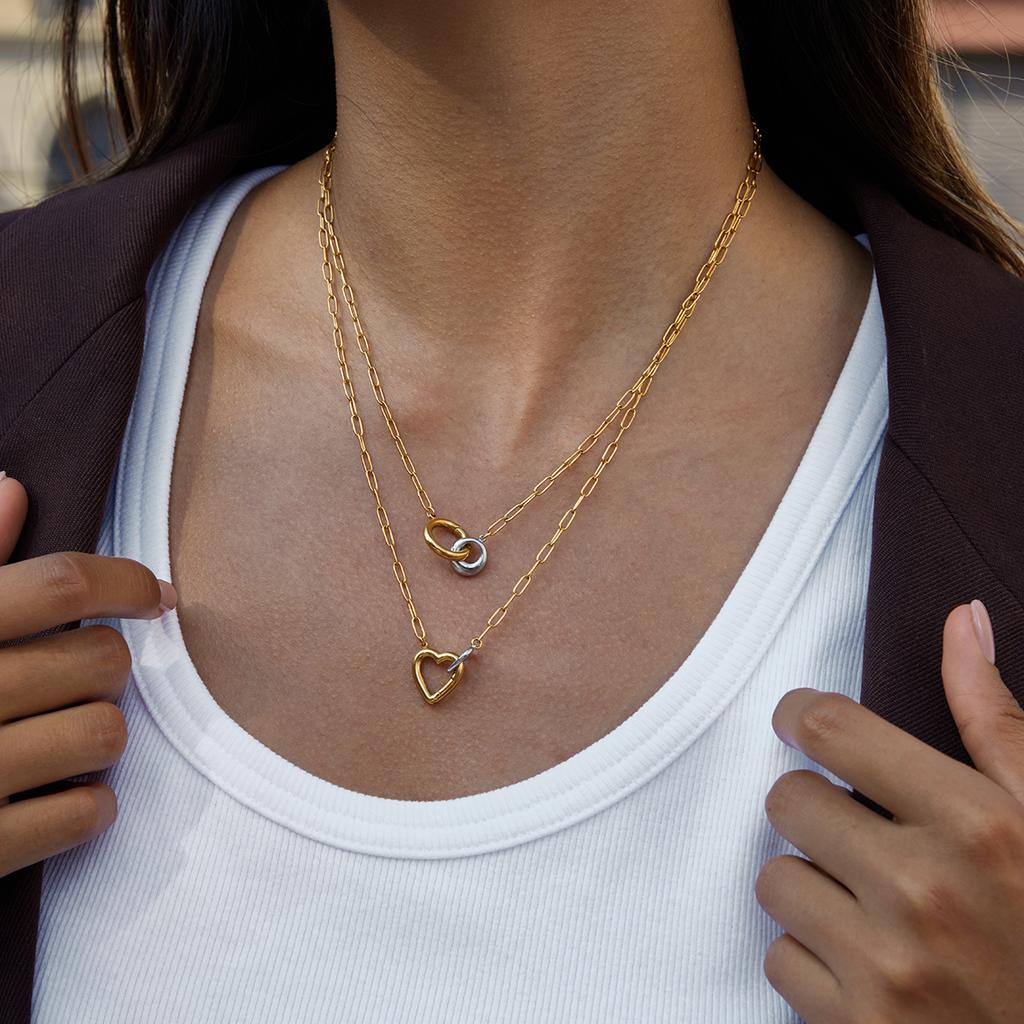  Stainless Steel Round Ring Paperclip Chain Necklace Waterproof Personalized Fashion Handmade Pendant DIY Accessories