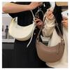 Trendy Lychee Grain French Crescent Crossbody Bag - High-End Fashionable Saddle Design