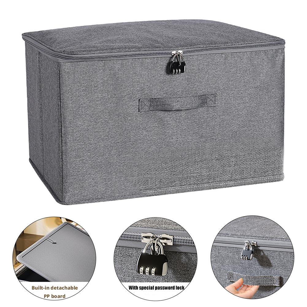 Large Capacity Lockable Storage Box with Cover Foldable Clothes Organizer With Password Lock Privacy Stackable Storage Organizer