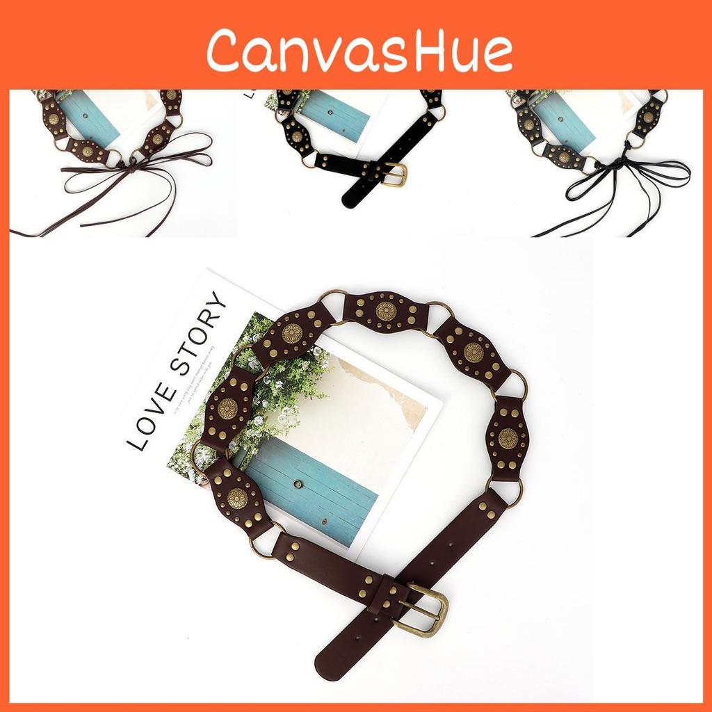 Womens Leather Pu Belt With Vintage Buckle And Fringe Design For Street Style