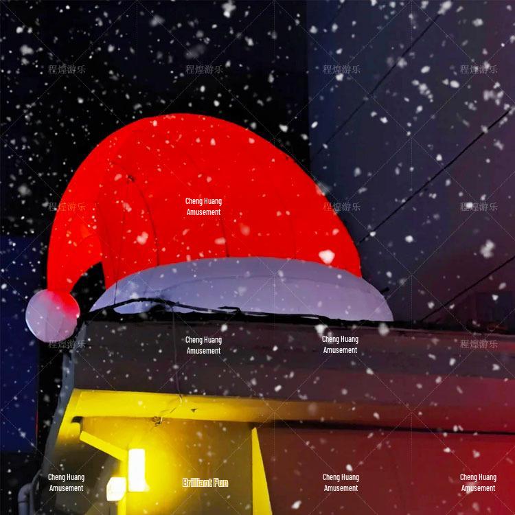 Inflatable Santa Claus Hat Outdoor Rooftop Lighting Decoration