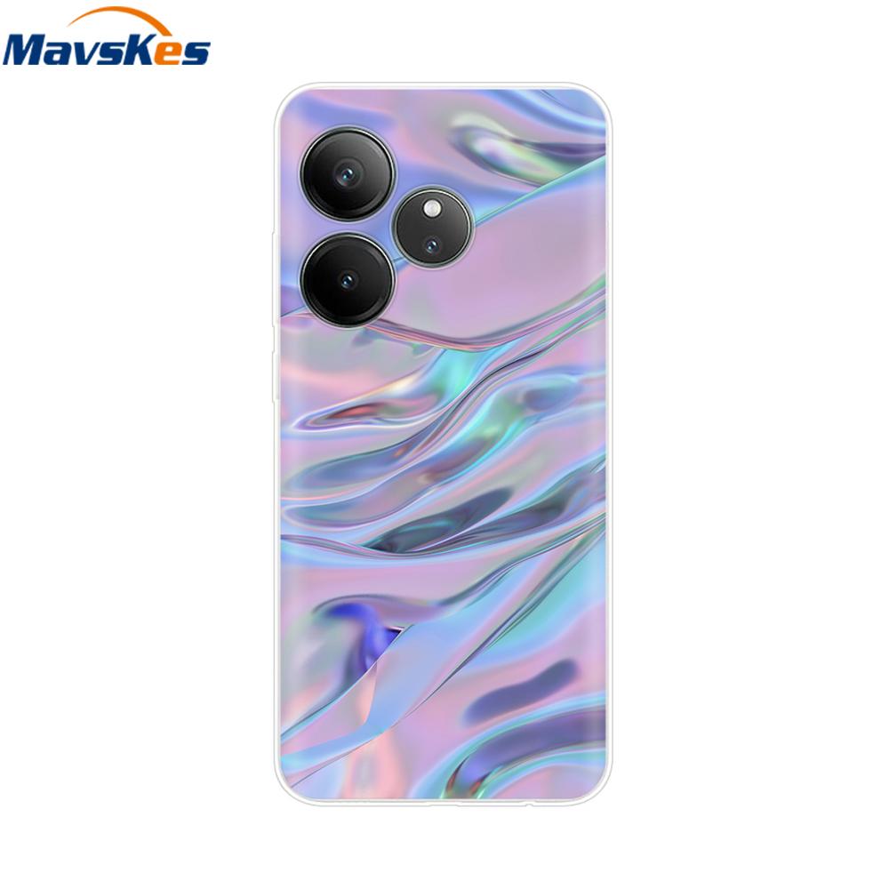 For Realme GT 6T Case Soft TPU Clear Painted Back Cover For Realme GT 6 Case GT6 6T Transparent Bumper RealmeGT6 Cute Protector