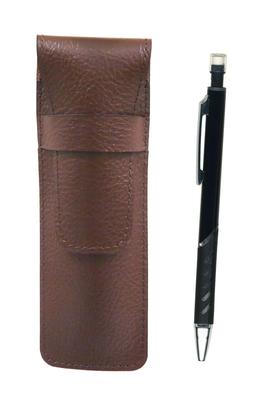 Grained Chocolate Color Cowhide Pencil Case Metal Color Mechanical Pencil Black SASTYO-SI2067SP-B