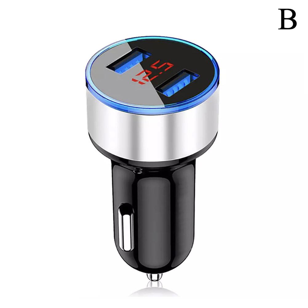 Car Charger For Cigarette Lighter Smart Phone USB Adapter Mobile Phone Charger Dual USB Digital Display Voltmeter Fast Charging