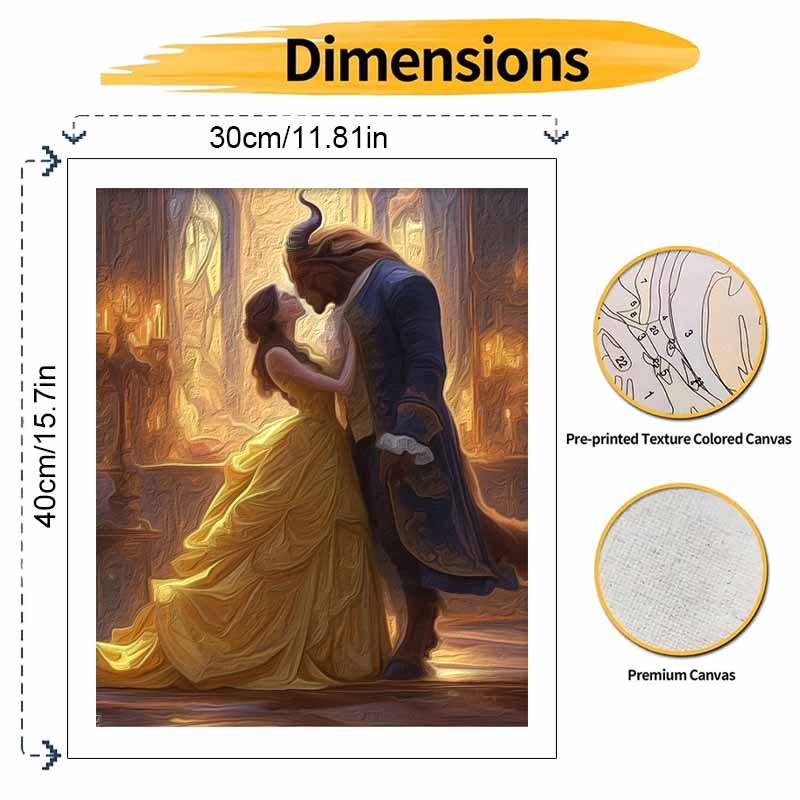 Disney beauty and the beast oil painting painting art handmade diy painting home decoration gift