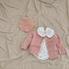 2025 Autumn Sweet Knit Cardigan for Girls, Ages 0-3: Round Neck Cotton Sweater