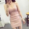 Schönheitssalon Stricktanktop Eng Bodycon Stretch [Was ist das!]?] Herrenkostüm, Damenoberteil, Sexy, Figurbetont, Kleid, ONEP-03 (Hell-Pink)