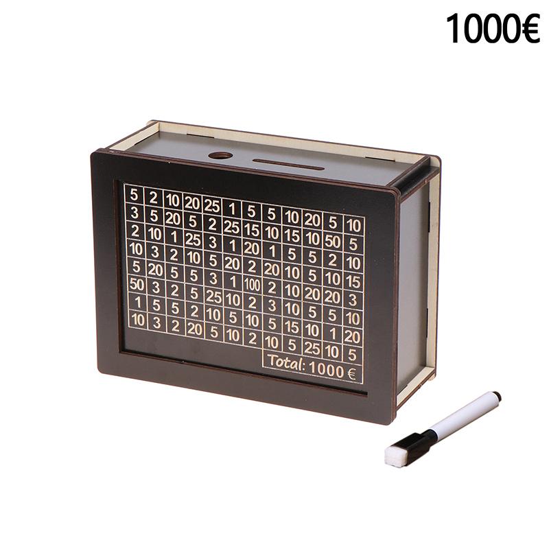 500/1000/2000/3000/5000/10 000 euro sparebøsse Sparegris Wood Money Bank Gjenbrukbar pengebøsse med sparemål og tallbokser