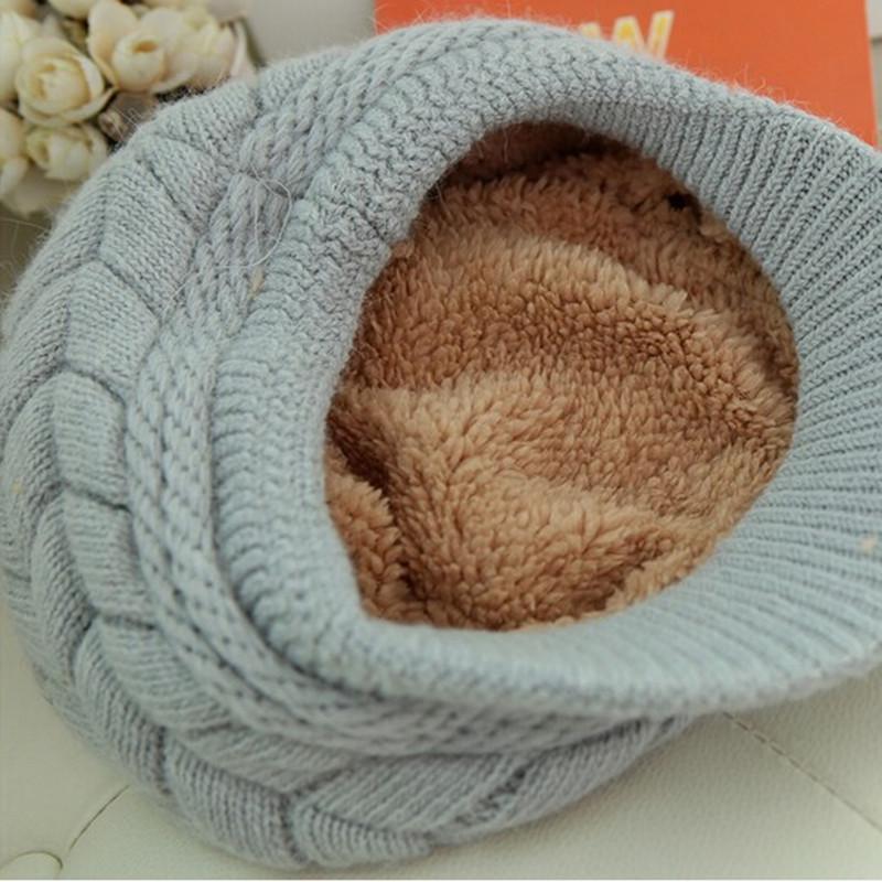 Knitted Fur Rabbit Fashionable Trendy Beanie Warm Keep Lined Fur Plush Hat Winter Women Hats For Woman Outdoor Coldproof Cap