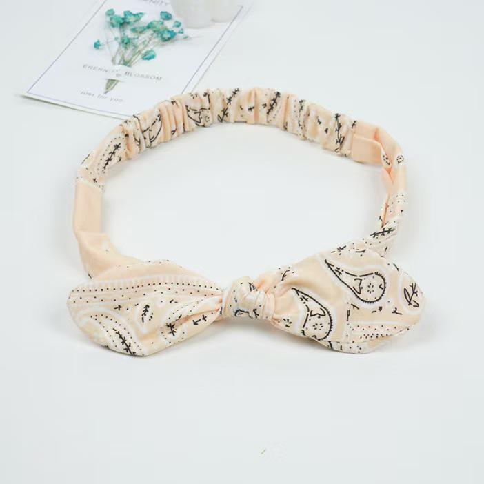 CR98 Printed Rabbit Ear Knot Cashew Cross Headband