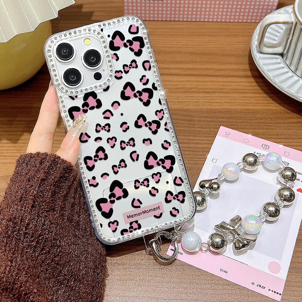 Bracelet Chain Phone Case For iPhone 17 16 15 13 14 for 17Air 17 12 14 16 Pro 17 14 16 Pro Max Sparking Diamond Cute Pattern Hard Cover With Lanyard