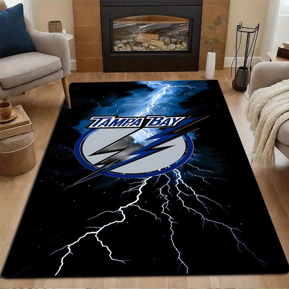 Tampa Bay Lightning Logo with Thunderbolt Patterned carpet, non slip mat suitable for living room and bedroom sofas