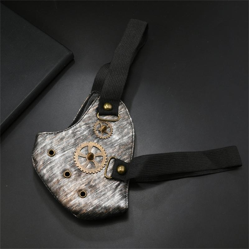 Motorcycle Gear Punk Mask For Men Adjustable Face Cover With Alloy Decors For Halloween Themed Parties Cosplay Event
