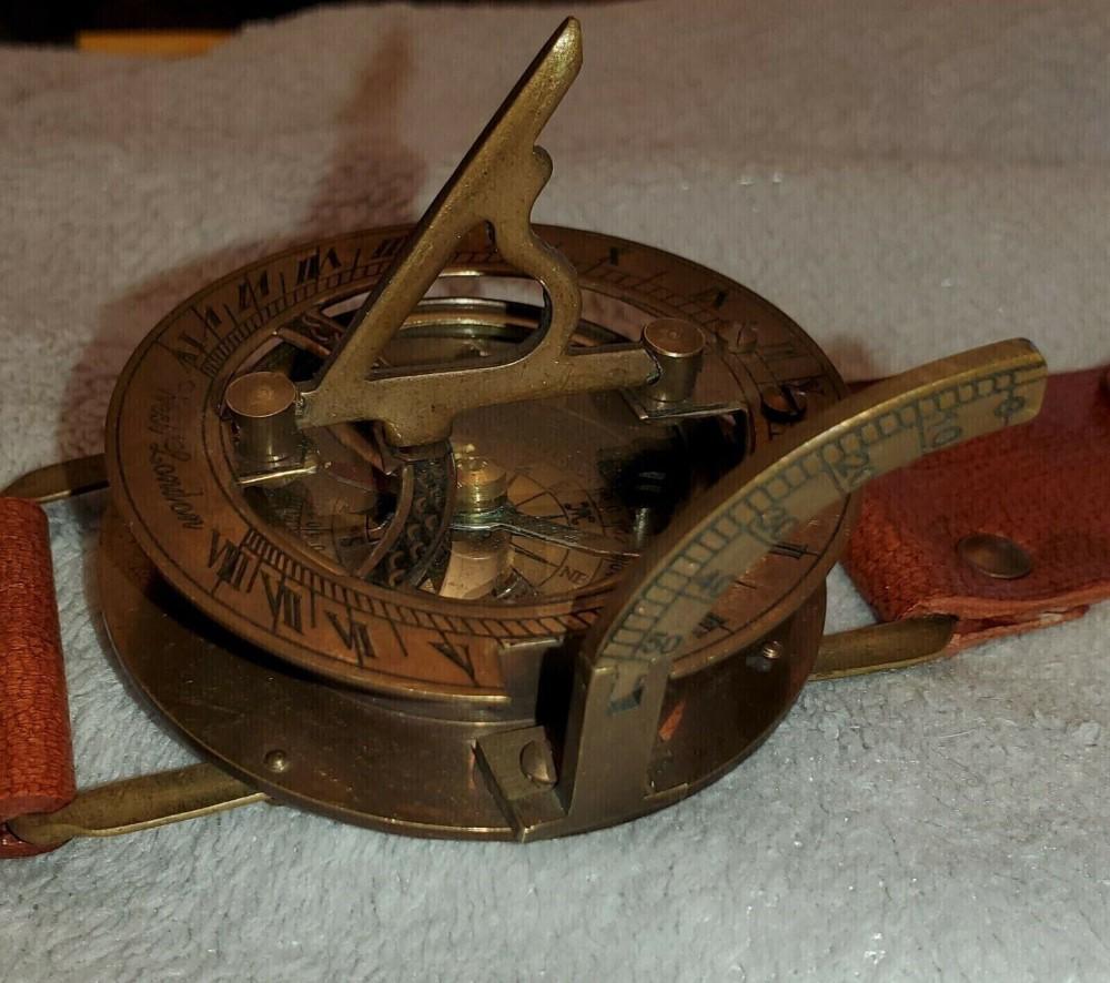 Orologio da Polso Bussola Meridiana in Ottone Marittimo Pelle nautico Regali Perfetti