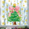 Pink Bow Christmas Tree Wall Background Decorative Wall Sticker Self-adhesive Gold Snowflake Window Sticker