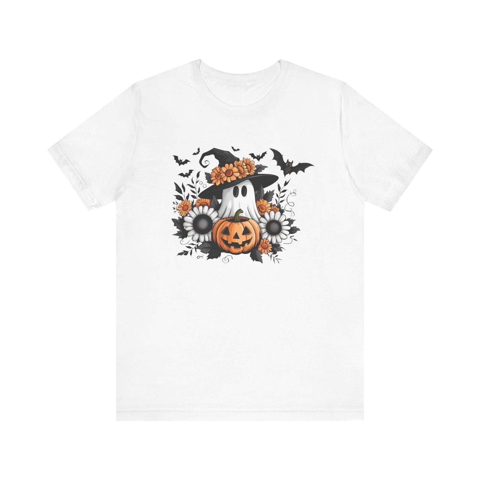 Halloween Ghost Pumpkin Tee, Unisex Halloween T-Shirt, Spooky Shirt,Fall Apparel S