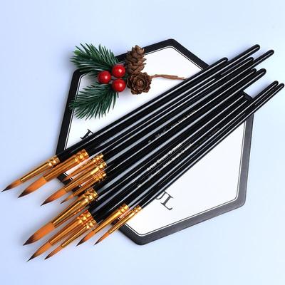 JOWOART 10 sztuk pędzle do malowania akwarelowego nylonowe włosy okrągłe główki zestaw akrylowy pędzel do olejowania pióro do rysowania wysokiej jakości pręt brzozowy dostaw sztuki