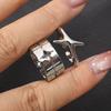 Fashion Vintage Silver Color Cross Star Rings for Women Men Punk Gothic Unisex Rings Festivals Party Jewelry Daily Accessories