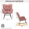 009 Mid Century Modern Rocking Chair made of Teddy Fabric with Tufted Cover, Padded Seat for Living Room and Bedroom, Pink