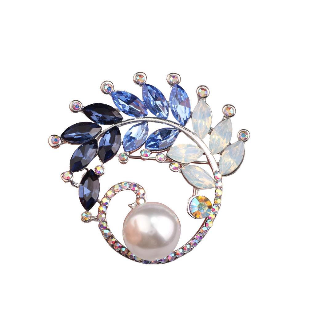 Elegancka niebieska korsaż do garnituru: Bauhinia Perła Broszka Pin zapobiegający ekspozycji dla kobiet