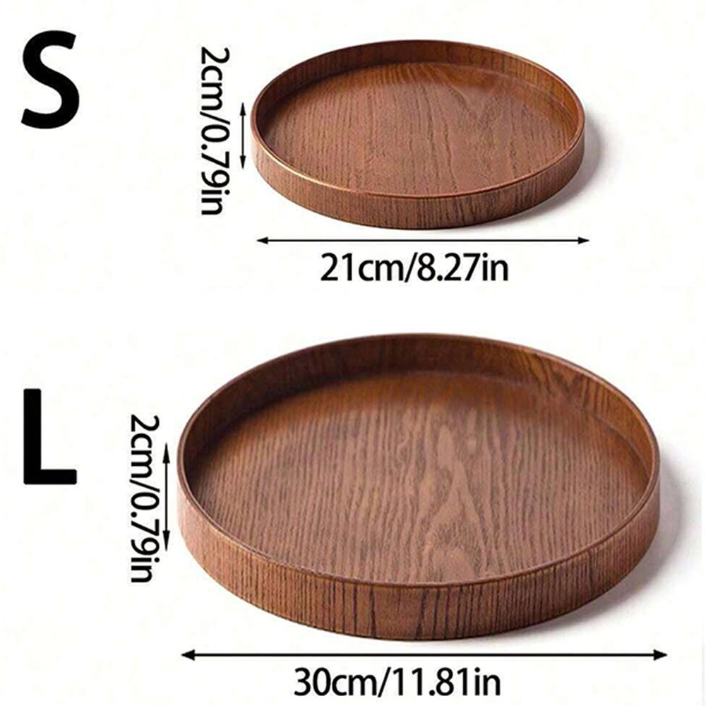 Round Wooden Serving Tray 21/27/30cm Wood Platte Decorative Tray for Coffee Home Table Breakfast Dinner Tea Food Tray