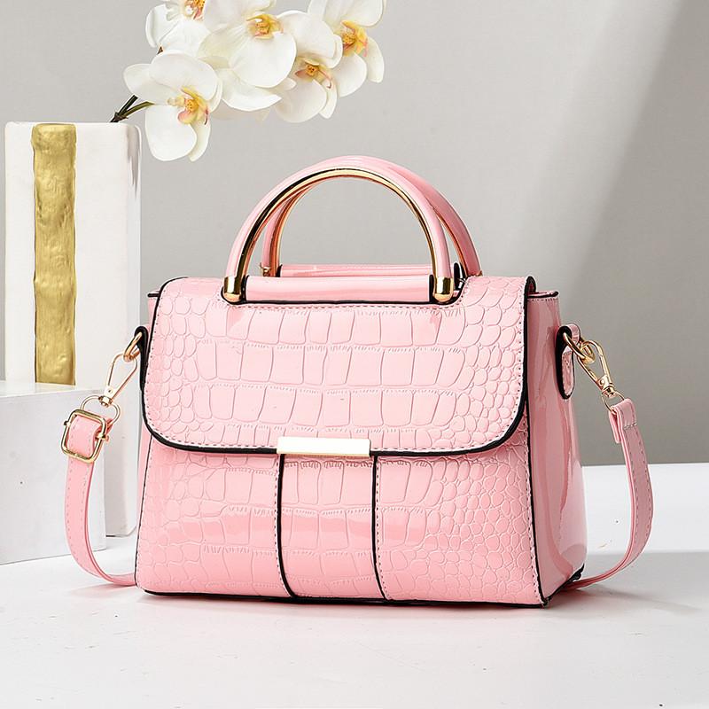 Vibrant Stylish Pu Small Handbag With Glossy Finish And Crocodile Print Trendsetters For