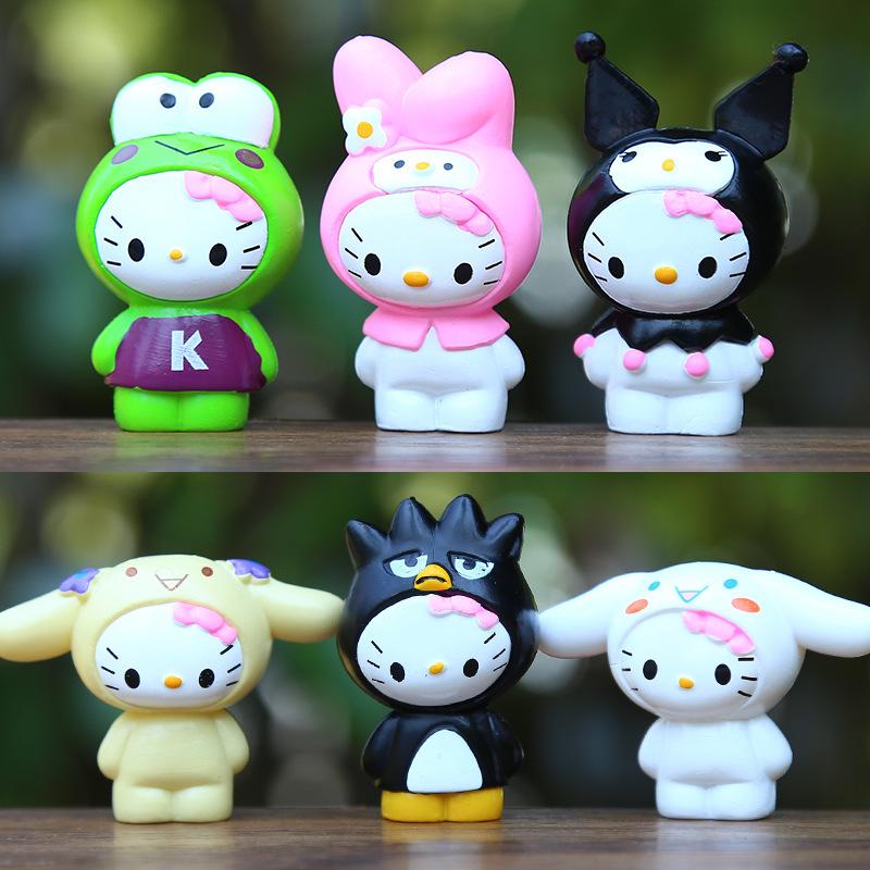 New 6Pcs/Set Anime Sanrio  Action Figure Toys Cute Kuromi Mymelody Cinnamorol Figurine Dolls Children Kids Xmas Gift
