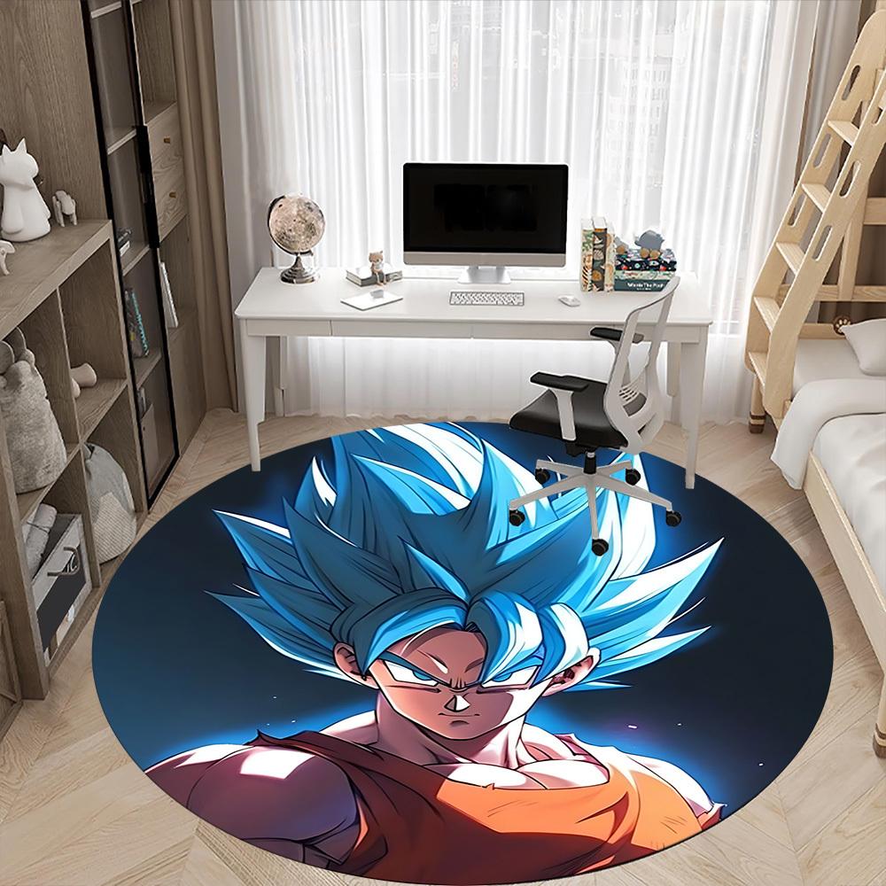 1PC Super Saiyan, Dragon Ball Z Office Round Rug - Perfect for Office or Study Decor, Non-Slip Backing, Decorative Floor Mat yy250916045