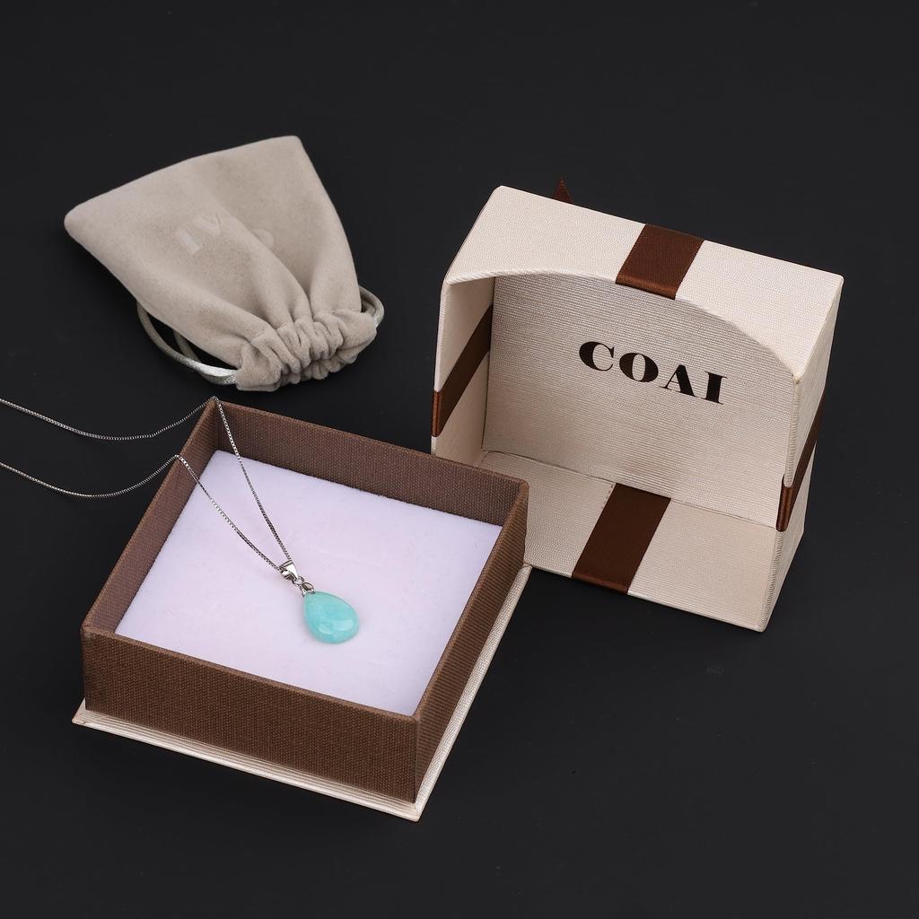 Amazonite Waterdrop 925 Silver Chain Necklace for Women [KOAI]