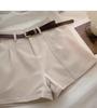 Women's Spring 2025 High-Waist A-Line Wide-Leg Retro Korean-Style Casual Shorts