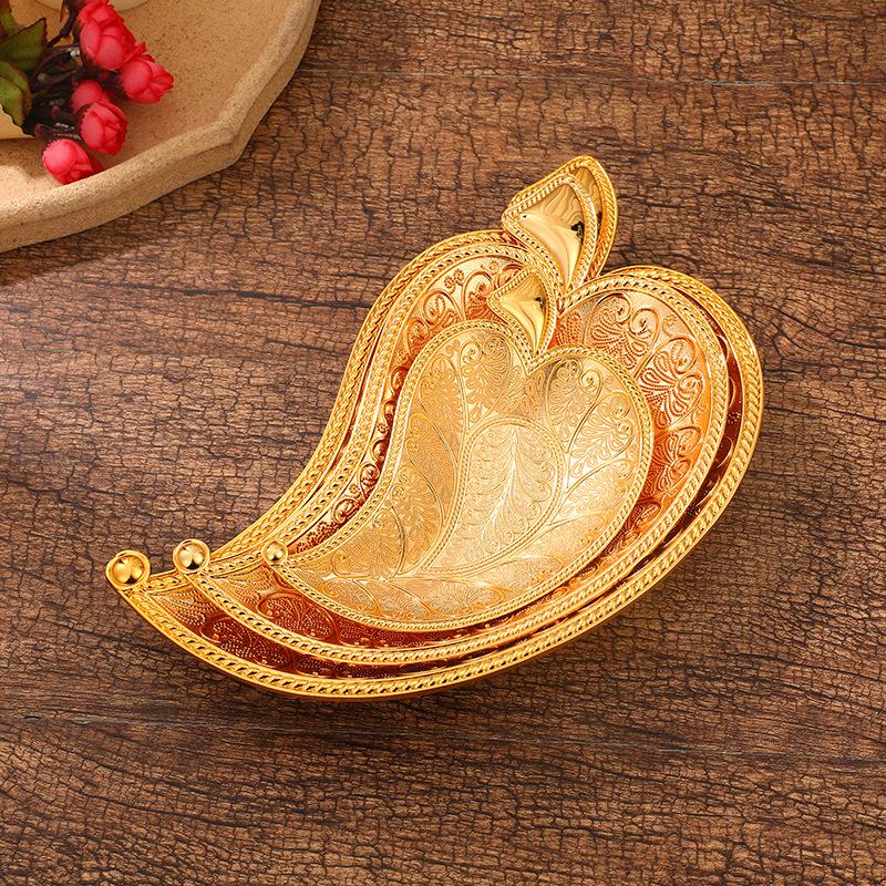 Metal Leaf Snack Plate Vintage Zinc Alloy Leaf Shaped Appetizer Platter Food Serving Plates