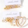 Elegant Imitation Zircon Big Heart-shaped Hoop Earrings Retro Gold Color Geometric Block C-shaped Earrings Women's Party Zircon