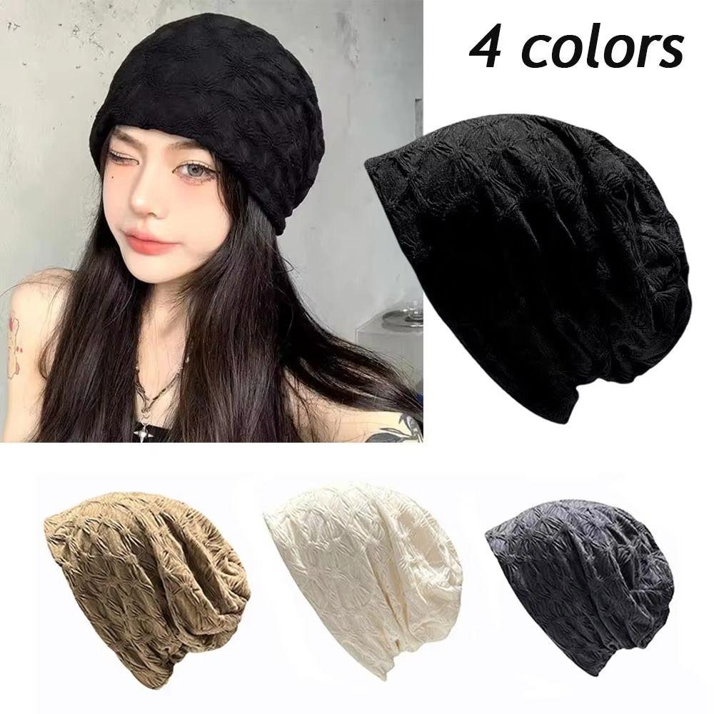 Slouchy Hat Night Sleep Cap Hair Care Hijab Turban Cap Big Head Beanie Hat  Spring Autumn