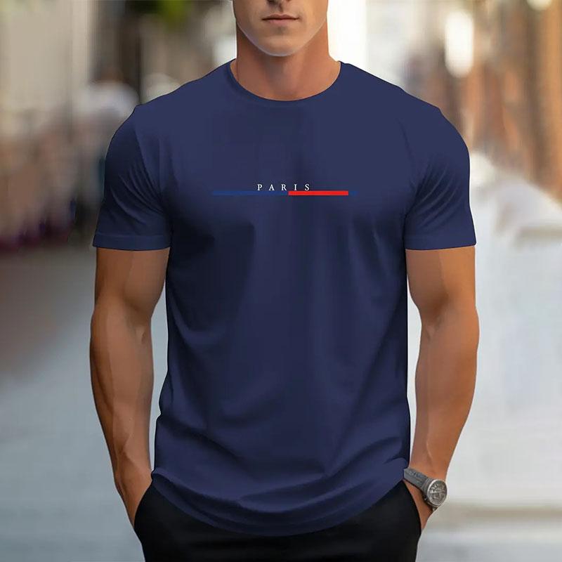 New Summer Simple Printing Short-Sleeved Men's Round Neck Large Size T-Shirt Tops Casual Breathable Mens Street Photography Tops