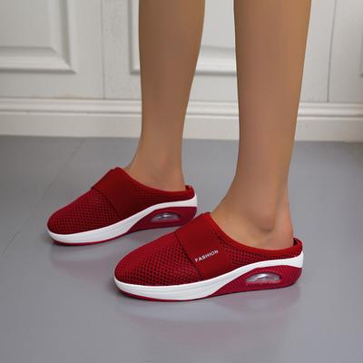 Mesh Slippers for Women's Shoes, Summer Semi Slippers, Air Cushioned Casual Sports Shoes, Flying Woven Mesh Breathable Women's Shoes