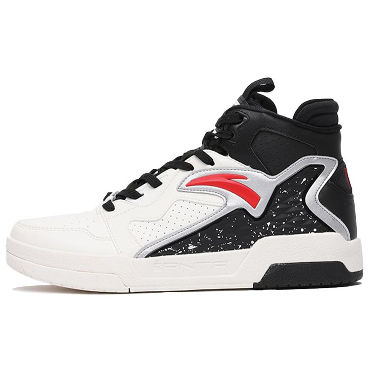 

new Anta Slip Resistant Shock Absorbers High Top Skateboard Shoes Men s Black White 41