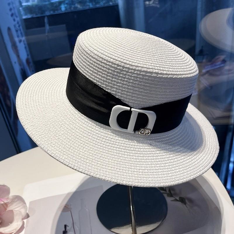 

Summer Sun Protection Wide Brim Straw Hat For Women Beach Vacation Fashion Accessory белый