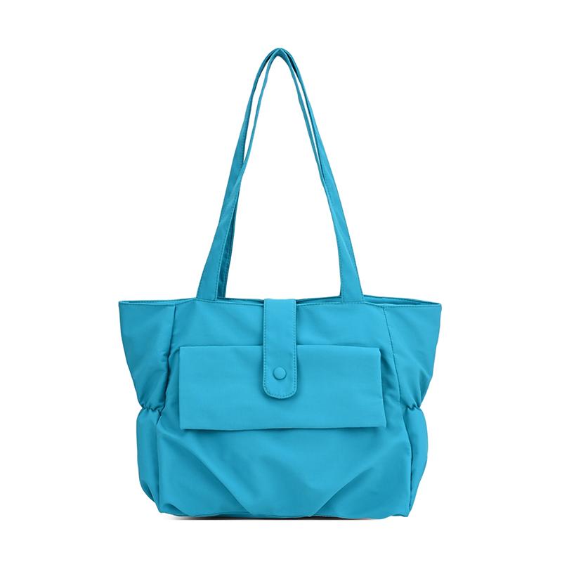 Fashion Large Capacity Nylon Women's Tote Bags Casual Waterproof Youth Shoulder Bag with Front Pocket Lightweight Work Handbag