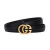 Womens Genuine Leather Belt With Alloy Buckle Slim 2.4cm Width Classic Black Brown Beige Office Casual Chic Style