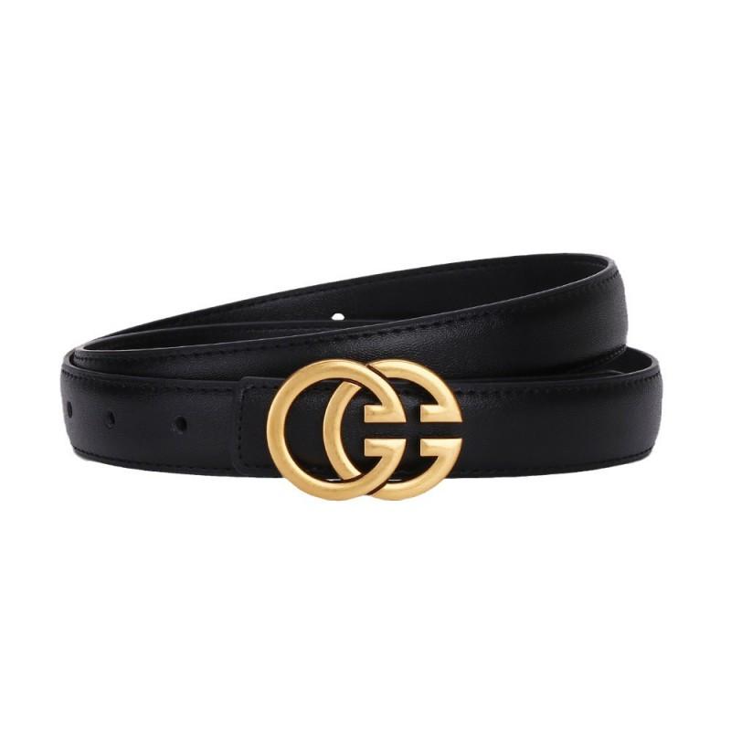 Womens Genuine Leather Belt With Alloy Buckle Slim 2.4cm Width Classic Black Brown Beige Office Casual Chic Style