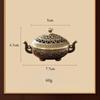 Binaural Antique Incense Burner Exquisite Pattern Hollow Three-legged Burner Indoor Alloy Incense Holders for Yoga Meditation Home Desktop Ornament