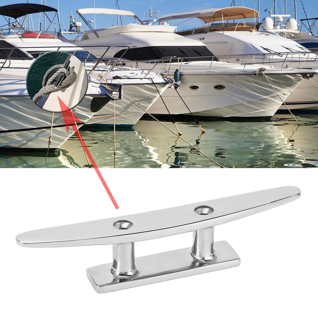 5" Boat Cleat, 316 Stainless Steel Open Base Dock Cleat, High Polished Finish for
