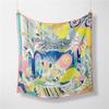 Twill Silk Scarf Woman Sun Foreast Painting Square Scarves Wraps Bandana Small Hijab Silk Foulards Tie Headband Neckerchief 53CM