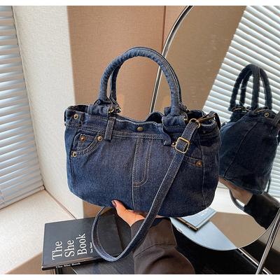 Damentasche aus Denim mit großem Fassungsvermögen, neue vielseitige Umhängetasche für den Sommer, lässige Schulter-Pendler-Tragetasche