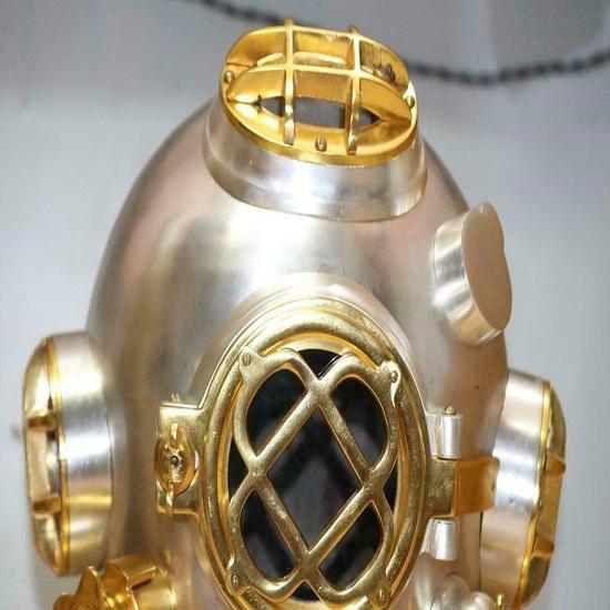 US Navy Boston Copper Brass Diving Helmet Divers Mark V Heavy Pure Copper Brass