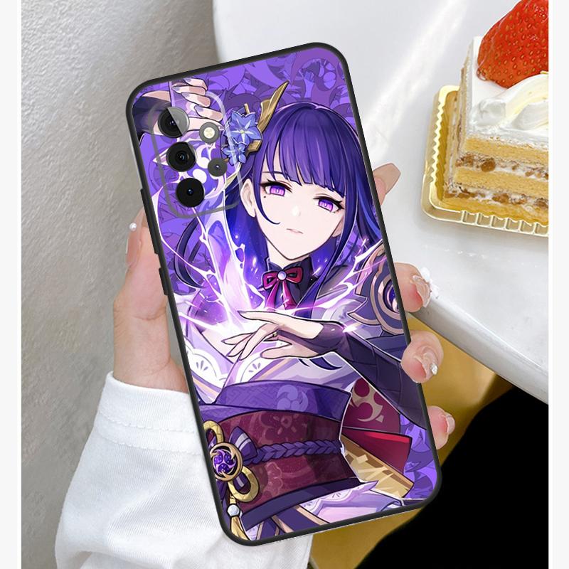 Pouzdro Genshin Impact Raiden Shogun Funda pro Samsung Galaxy A52 A32 A12 A14 A34 A54 A51 A71 A53 A33 A13 A15 A25 A35 A55