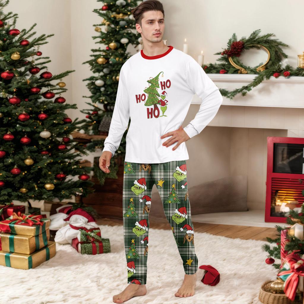 Christmas Print Cute Family Set Pajamas, Home Clothes, Family Set Long Sleeve Top Pants Set