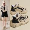 Invisible inner height increase cm CM autumn and winter leather surface thick sole small high top velvet two cotton sneakers
