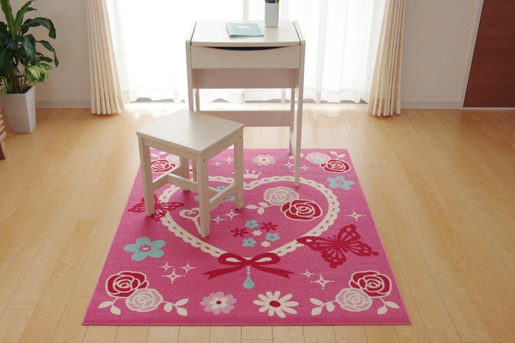 Ikehiko Corporation Ikehiko Desk Carpet Girls Heart Pattern Carry Two Pink 133 x 170cm Approx. #4720339